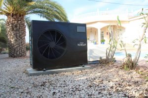 Heat pump at pool side